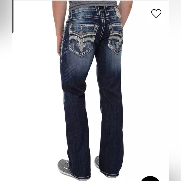 Rock Revival Jarrow Bootcut Jeans Men's Size 27 x 31 Darkwash, Thick Stitch - Picture 1 of 15